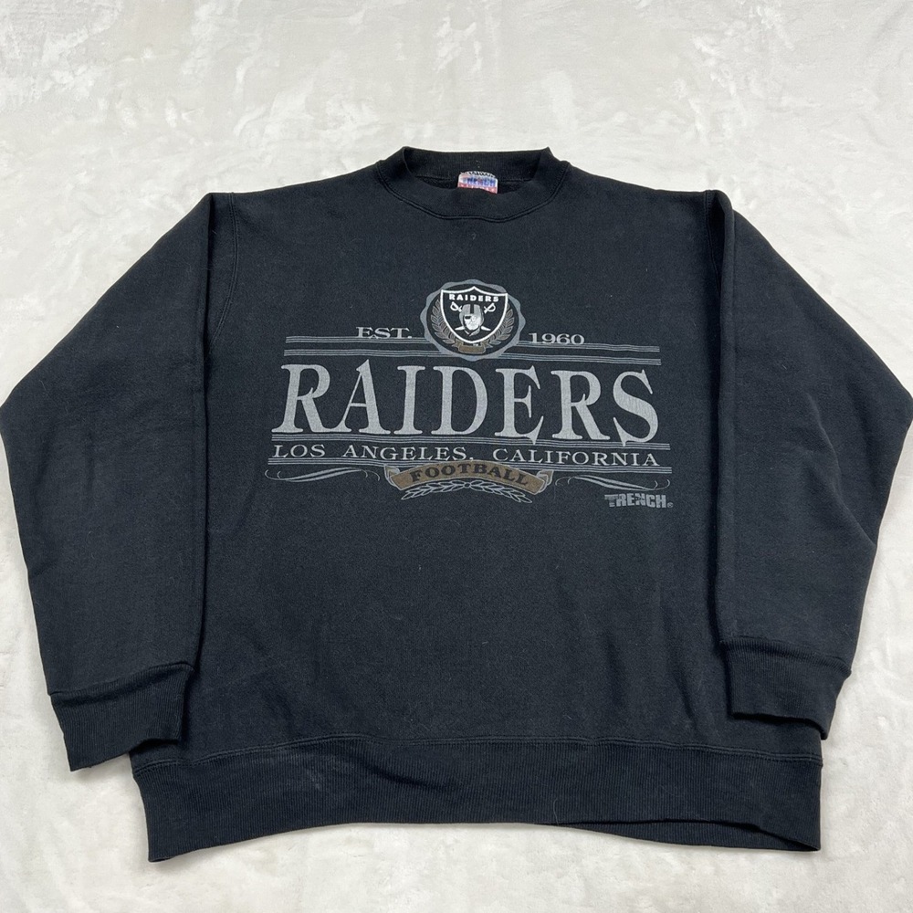 Trench Raiders Sweatshirt Mens Medium Black Vintage LA Football Graphic Pullover